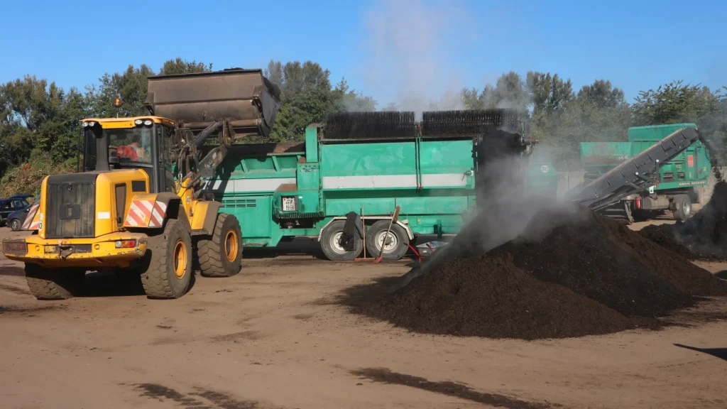 Composted organic material representing digestate and biochar agronomic product development.