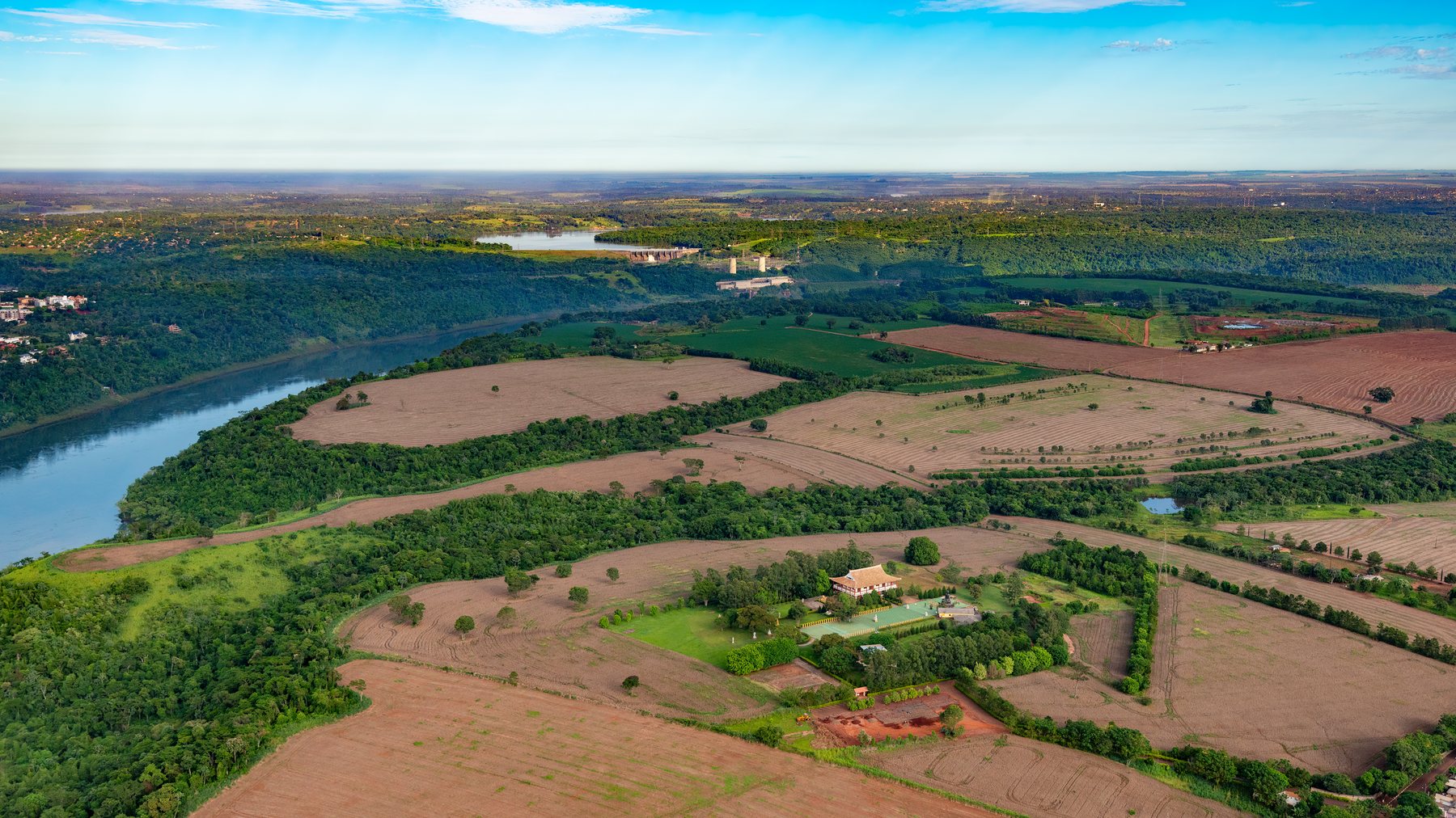 Aerial view of agricultural land considered for biomass crop development