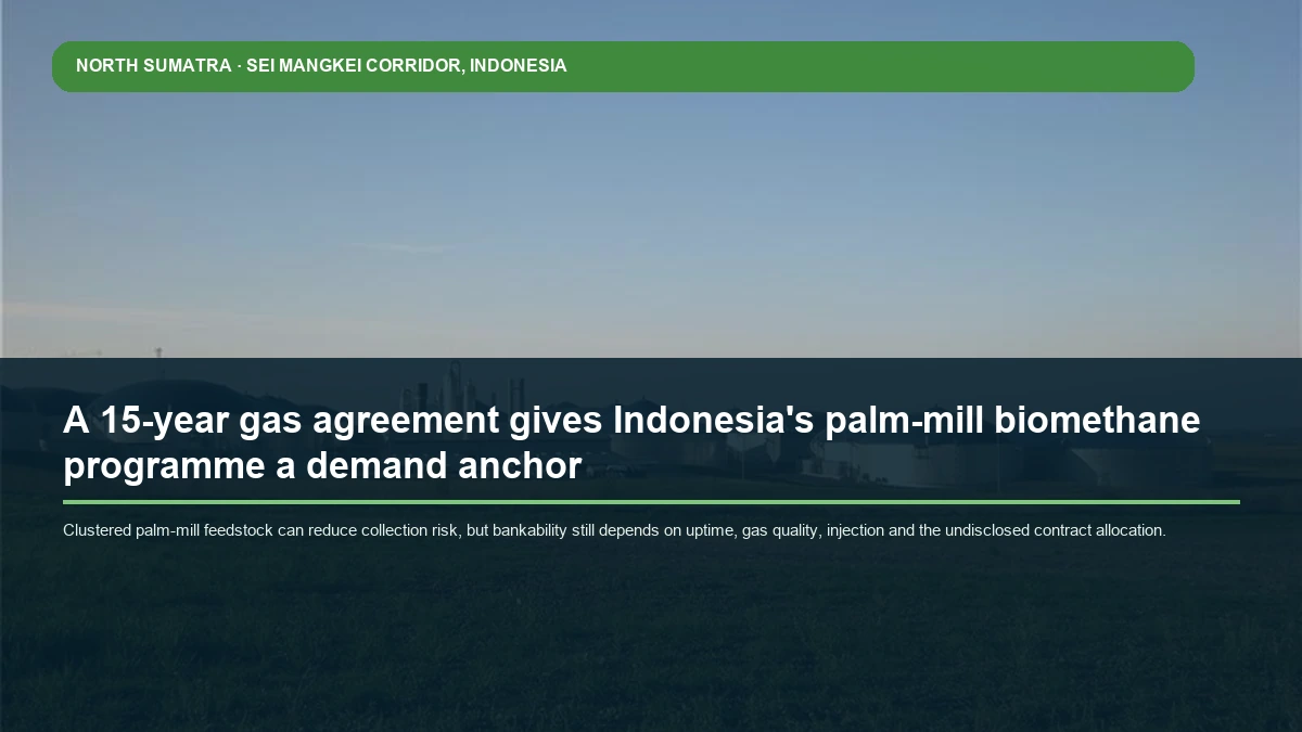 BEC diagram of eight palm oil mills supplying compressed biomethane through an injection station