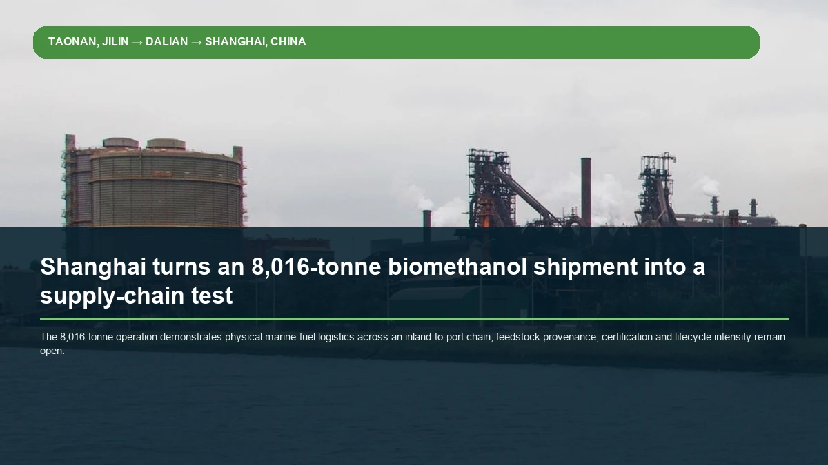 BEC diagram of the Taonan to Dalian to Shanghai biomethanol delivery chain
