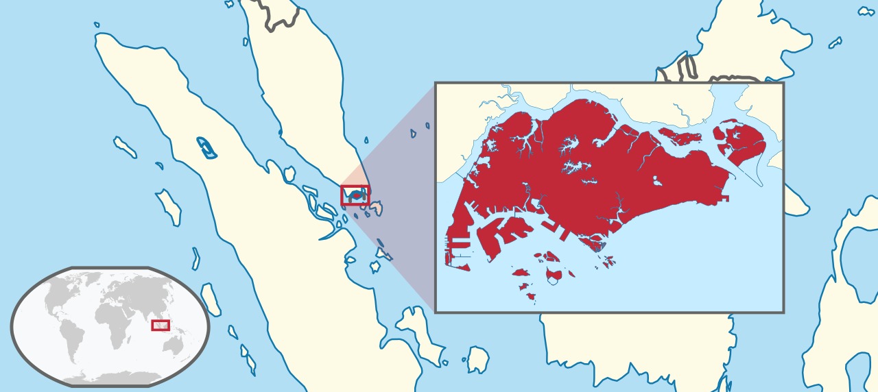 Map locating Singapore in Southeast Asia